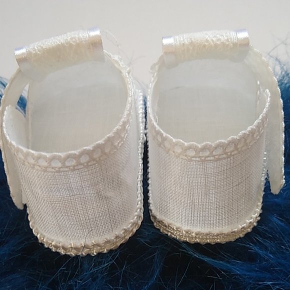 Linen Hand Made unisex baby booties shoes - Picture 5 of 8